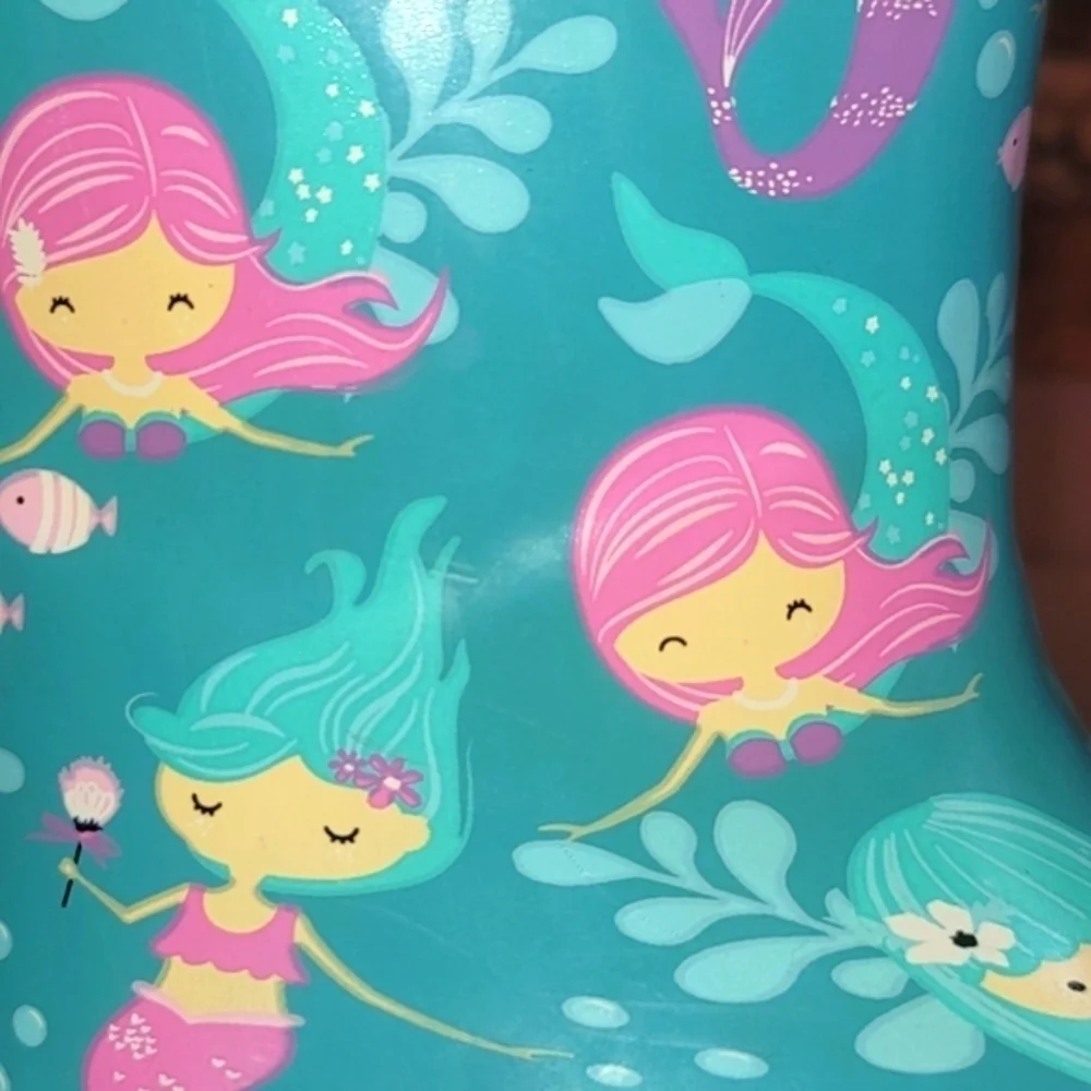 Mermaid Rubber Rain Boots lined with faux Sherpa